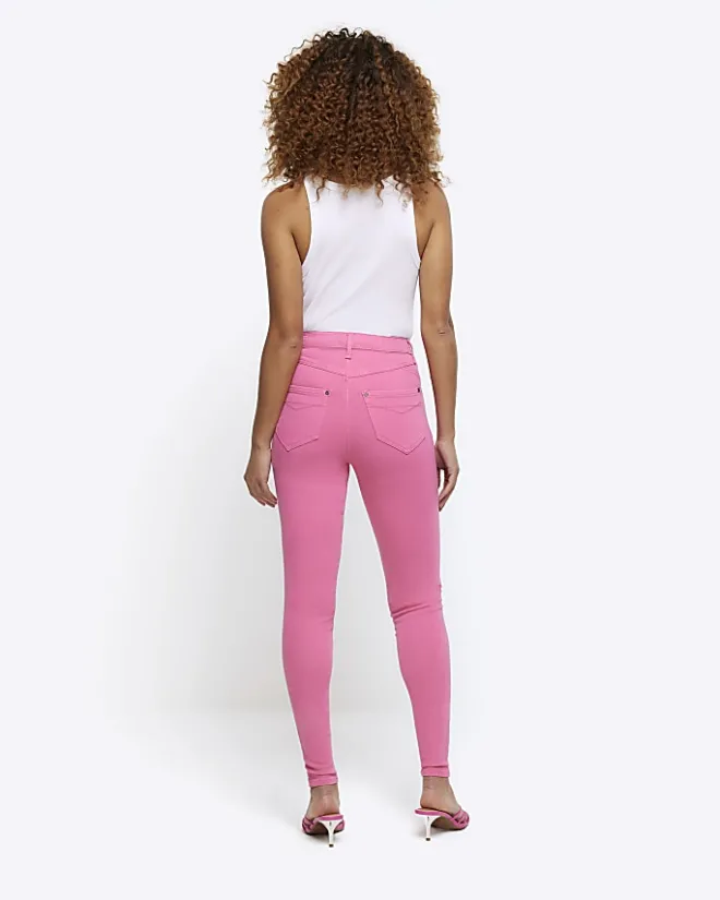 River Island high waisted bum sculpt jeggings Pink New