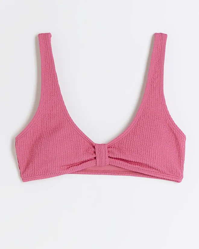 River Island knot cami bikini top Pink Clearance