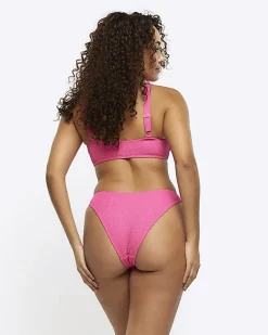 River Island knot cami bikini top Pink Clearance