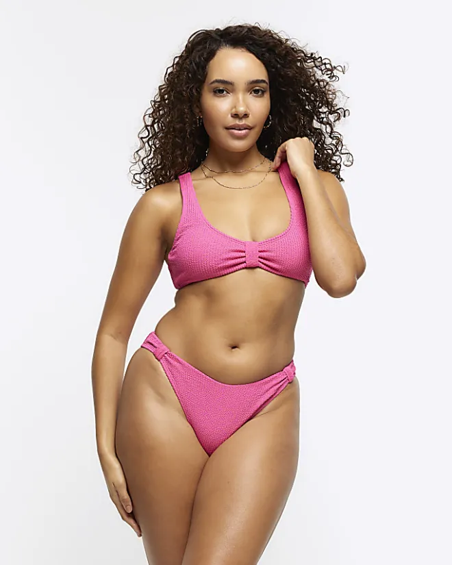 River Island low rise knot bikini bottoms Pink Sale