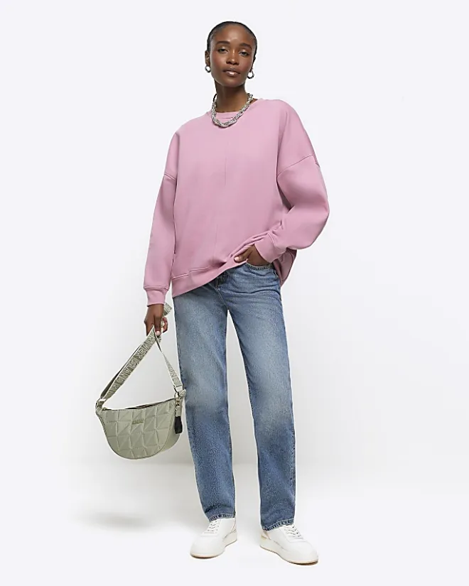 River Island oversized sweatshirt Pink Sale