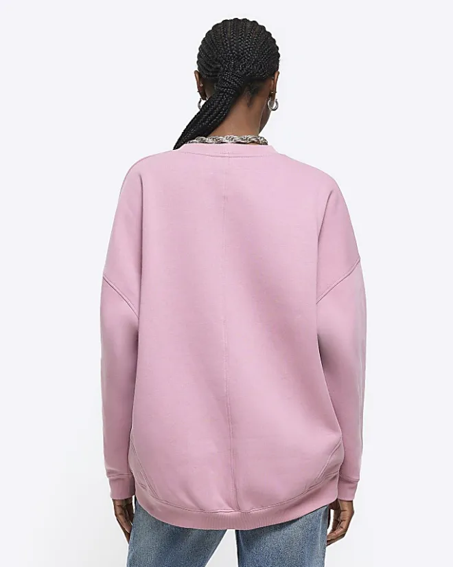 River Island oversized sweatshirt Pink Sale
