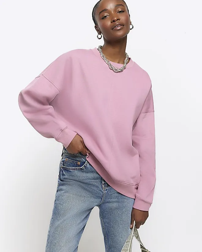 River Island oversized sweatshirt Pink Sale