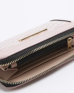 River Island patent embossed purse Pink Clearance