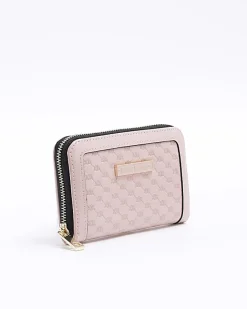 River Island patent embossed purse Pink Clearance