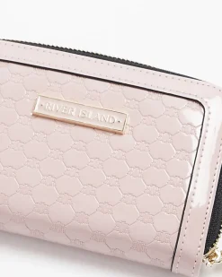 River Island patent embossed purse Pink Clearance