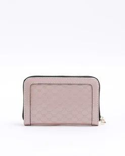 River Island patent embossed purse Pink Clearance