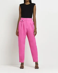 River Island pleated tapered trousers Pink Outlet