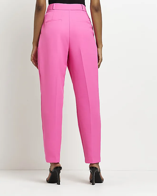 River Island pleated tapered trousers Pink Outlet