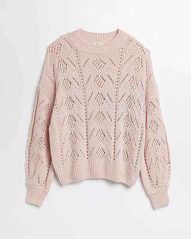 River Island pointelle knit maternity jumper Pink Outlet