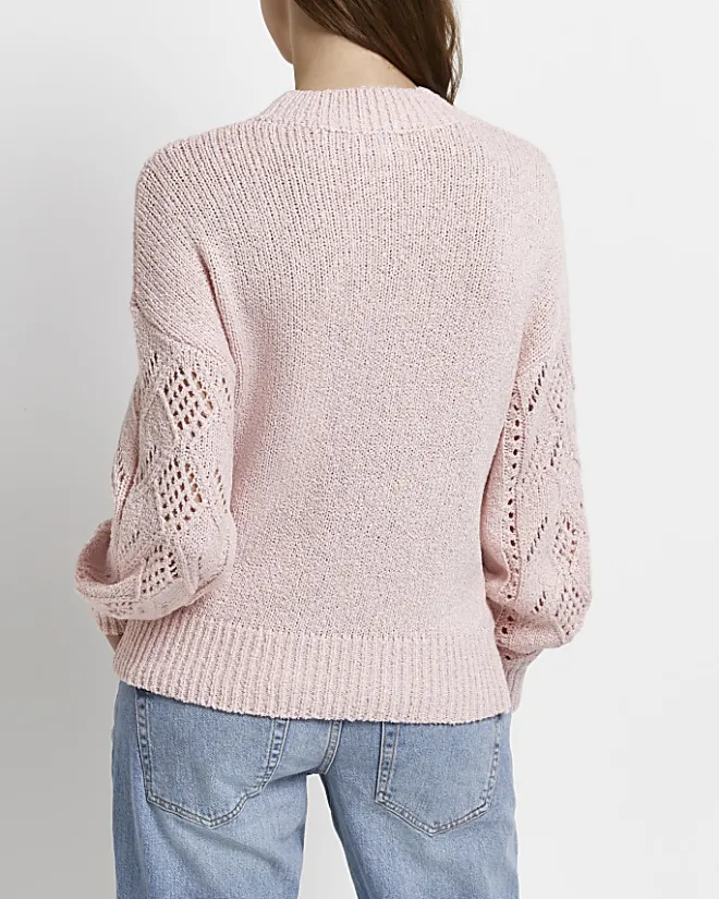 River Island pointelle knit maternity jumper Pink Outlet