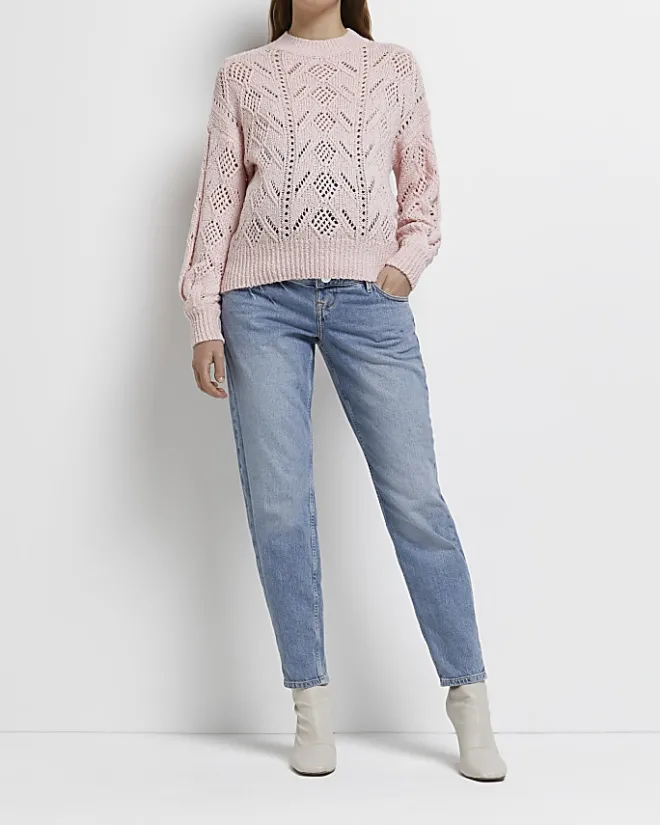 River Island pointelle knit maternity jumper Pink Outlet