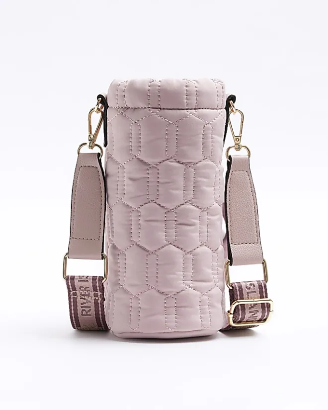 River Island quilted bottle holder bag Pink Outlet