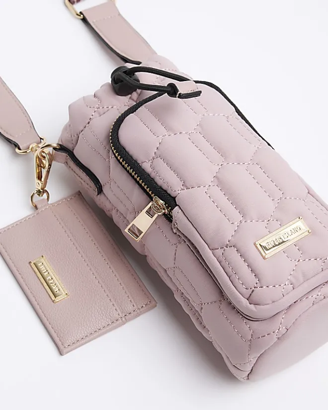 River Island quilted bottle holder bag Pink Outlet