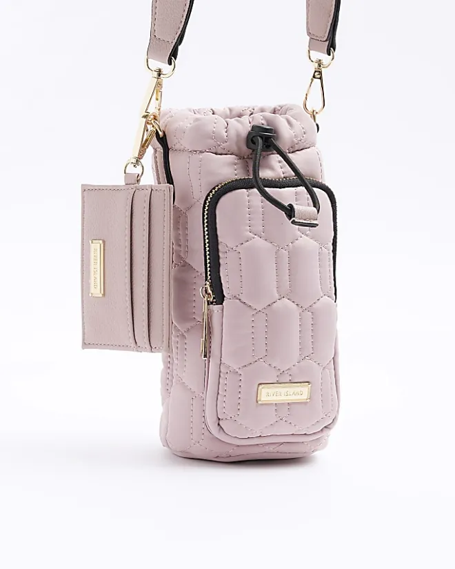 River Island quilted bottle holder bag Pink Outlet