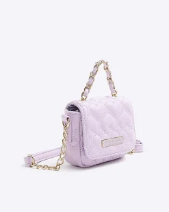 River Island quilted heart cross body bag Pink Discount