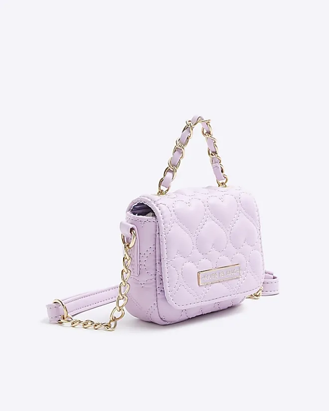 River Island quilted heart cross body bag Pink Discount