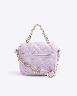 River Island quilted heart cross body bag Pink Discount