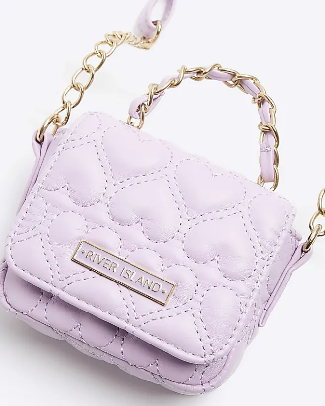 River Island quilted heart cross body bag Pink Discount