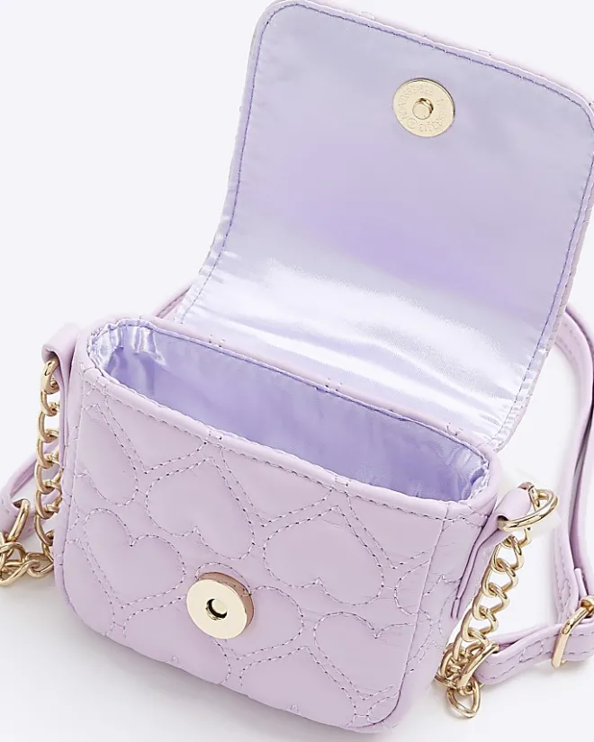River Island quilted heart cross body bag Pink Discount