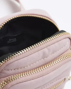 River Island quilted phone cross body bag Pink Outlet