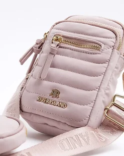 River Island quilted phone cross body bag Pink Outlet