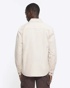 River Island regular fit chest pocket shirt Pink Hot