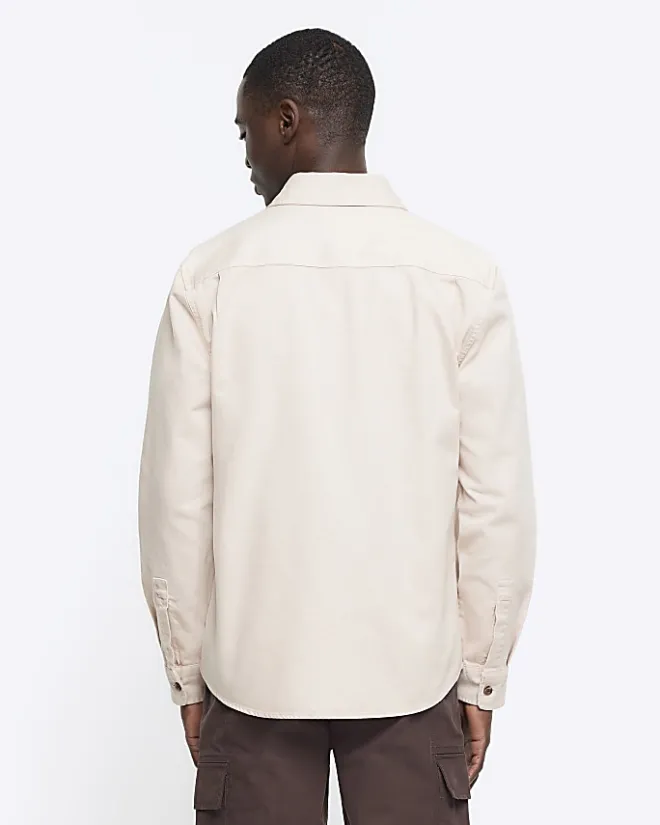 River Island regular fit chest pocket shirt Pink Hot