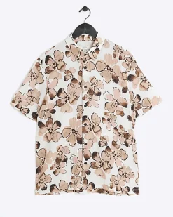 River Island regular fit floral short sleeve shirt Pink Fashion