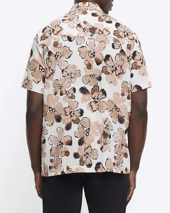 River Island regular fit floral short sleeve shirt Pink Fashion