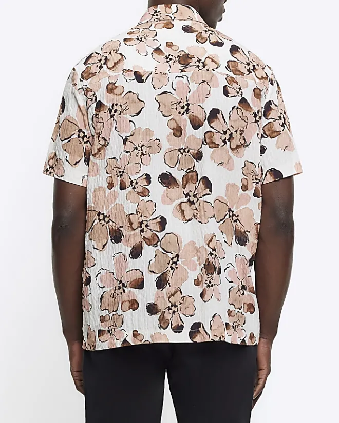 River Island regular fit floral short sleeve shirt Pink Fashion