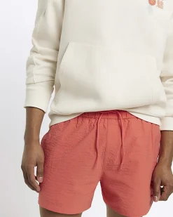 River Island regular fit seersucker swim shorts Pink Best