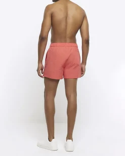River Island regular fit seersucker swim shorts Pink Best