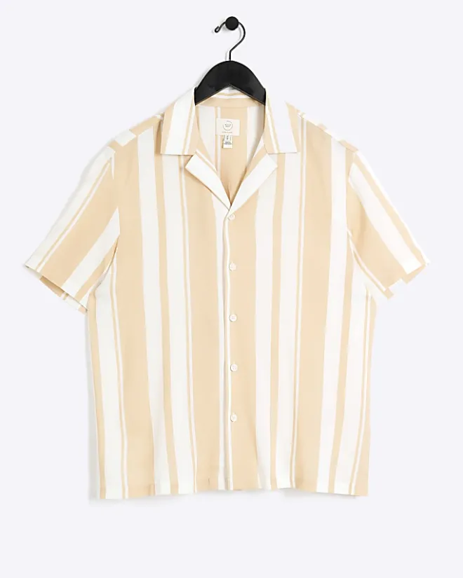 River Island regular fit stripe revere shirt Pink Best