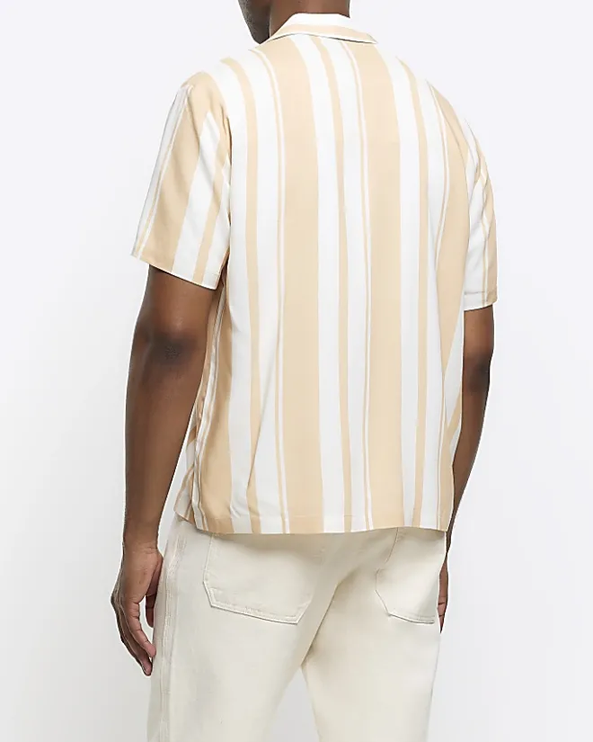 River Island regular fit stripe revere shirt Pink Best