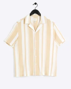 River Island regular fit stripe revere shirt Pink Best
