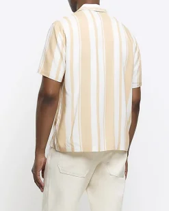 River Island regular fit stripe revere shirt Pink Best