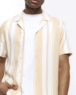 River Island regular fit stripe revere shirt Pink Best