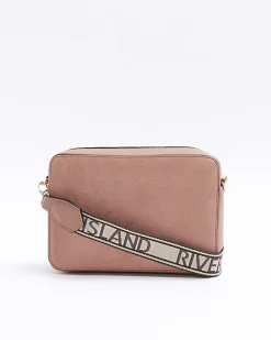 River Island RI monogram boxy cross body bag Pink Hot