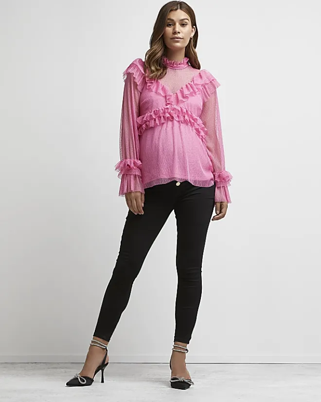River Island ruffled maternity top Pink Sale