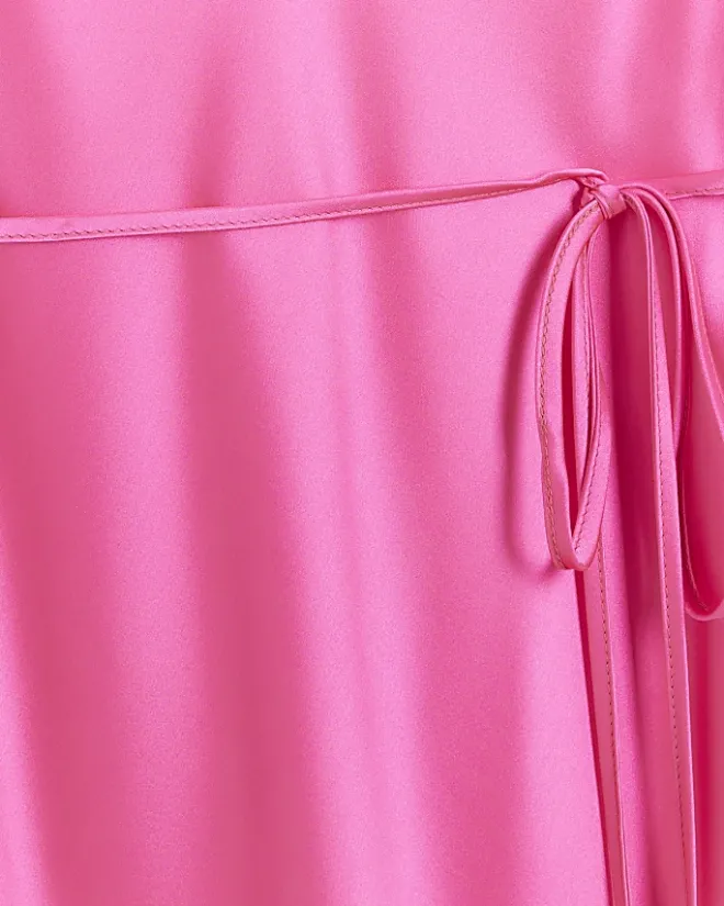 River Island satin cowl neck slip midi dress Pink Discount