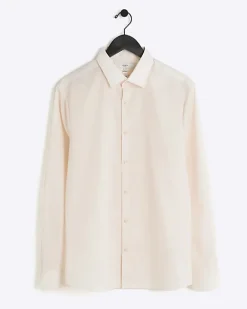 River Island slim fit long sleeve smart shirt Pink Hot