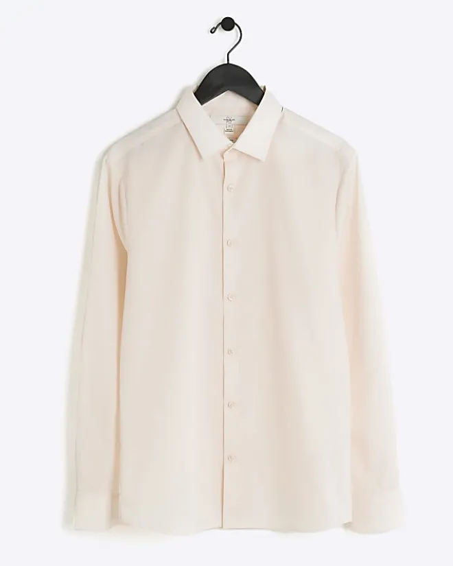 River Island slim fit long sleeve smart shirt Pink Hot