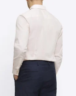 River Island slim fit long sleeve smart shirt Pink Hot
