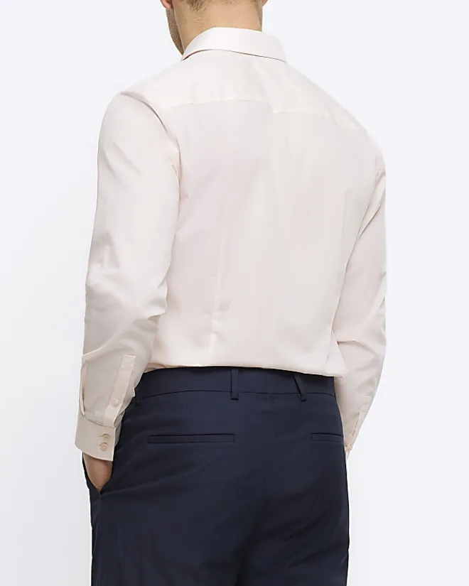 River Island slim fit long sleeve smart shirt Pink Hot