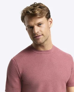 River Island slim fit textured knit t-shirt Pink Online