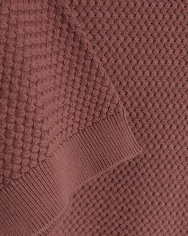 River Island slim fit textured knit t-shirt Pink Online
