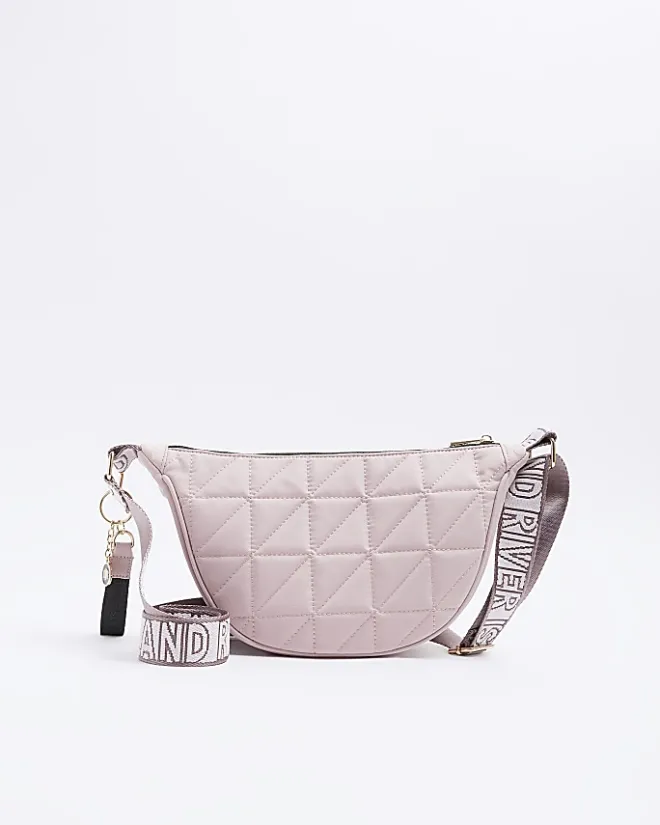 River Island soft quilted cross body bag Pink Fashion