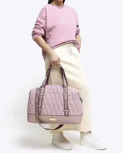 River Island soft quilted travel bag Pink Outlet