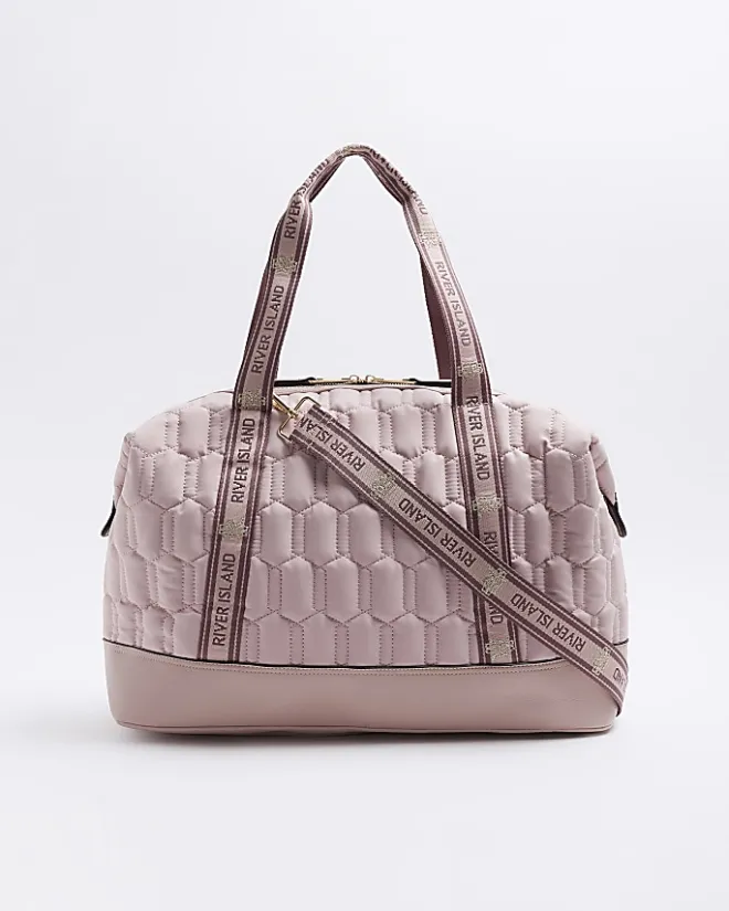 River Island soft quilted travel bag Pink Outlet